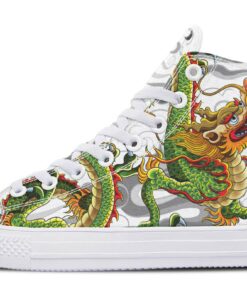 green japanese dragon high top canvas shoes