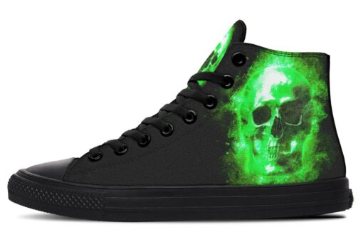 green skull explosion high top canvas shoes
