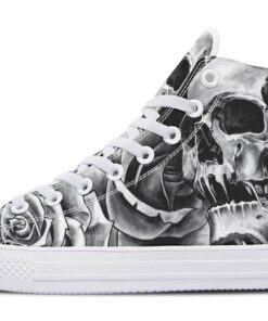 grey scary skull high top canvas shoes