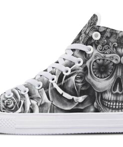 grey sugar skull high top canvas shoes