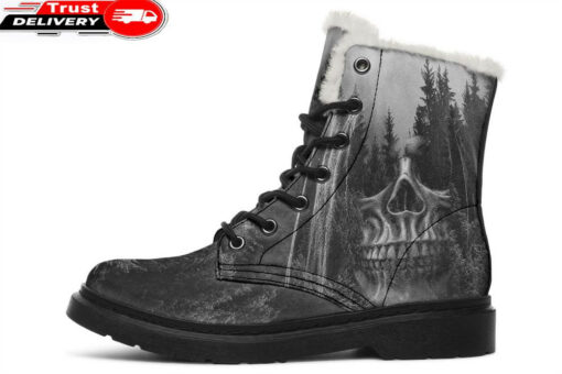 grim reaper and fir faux fur leather boots