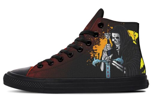 grim reaper and sword high top canvas shoes