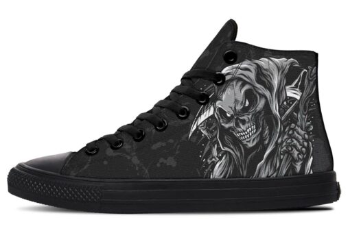 grim reaper cartoon style high top canvas shoes