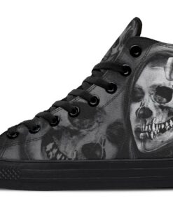half skull half beauty high top canvas shoes