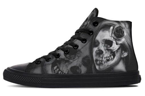 half skull half beauty high top canvas shoes