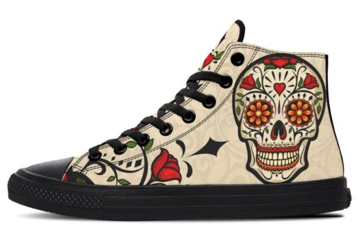happy rose sugar skull high top canvas shoes