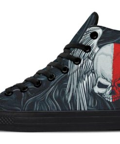 hell skull high top canvas shoes