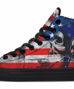helmet skull flag high top canvas shoes