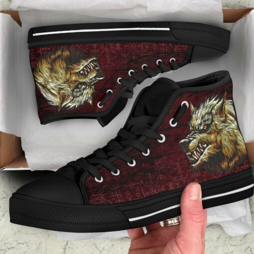 high top shoe fenrir on the blood moon background
