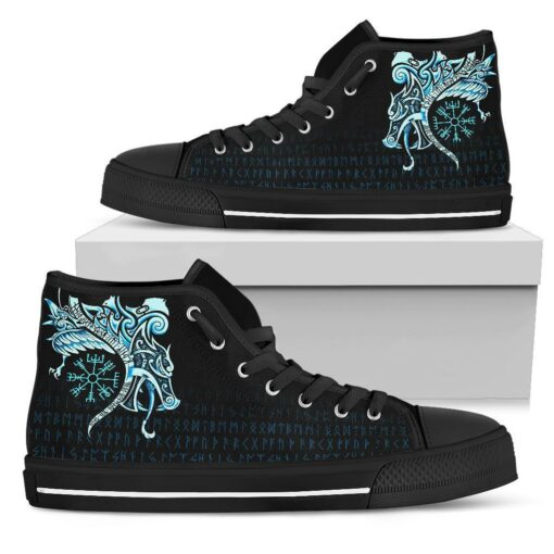 high top shoe fenrir raven and vegvisir tattoo cyan a31