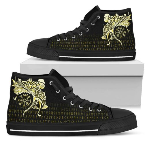 high top shoe fenrir raven and vegvisir tattoo yellow a31