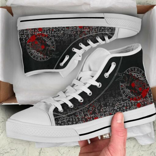 high top shoes odin raven rune futhark blood a27