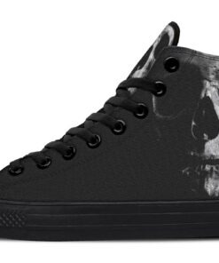 human skull high top canvas shoes