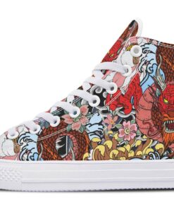japanese inspiration dragon high top canvas shoes