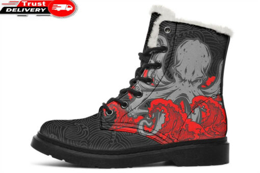 japanese octopus faux fur leather boots
