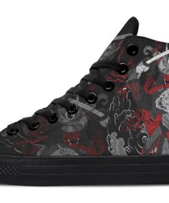 japanese samurai skull tattoo high top canvas shoes