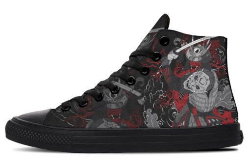 japanese samurai skull tattoo high top canvas shoes