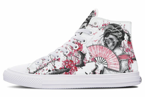 japanese skull woman high top canvas shoes