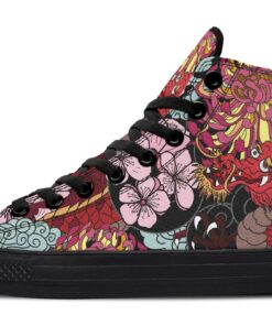 japanese style flowers and dragon high top canvas shoes