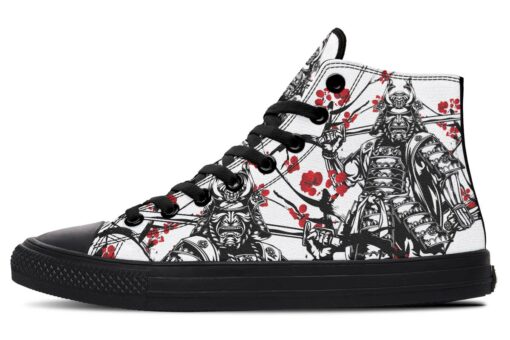 karuta and red flowers high top canvas shoes