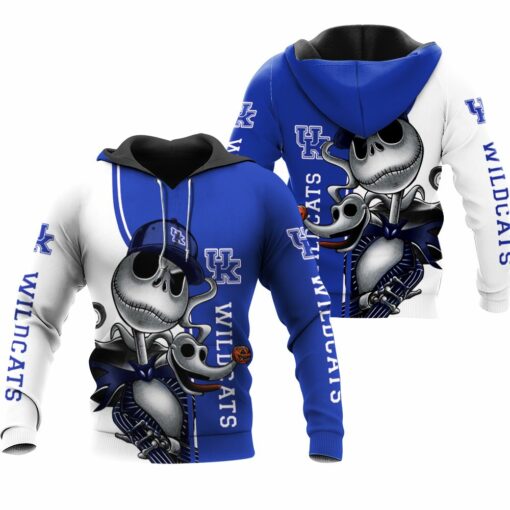 kentucky wildcats jack skellington and zero 3d hoodie