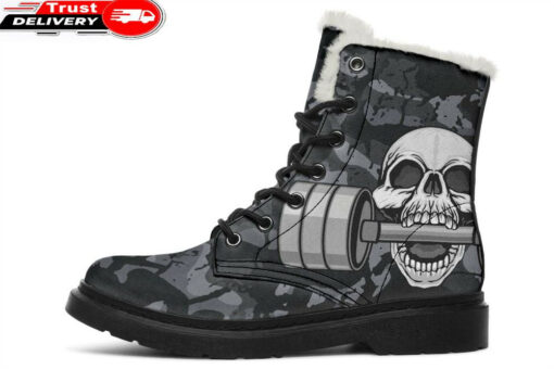 lift camouflage faux fur leather boots