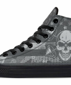 lift like a boss black white high top canvas shoes