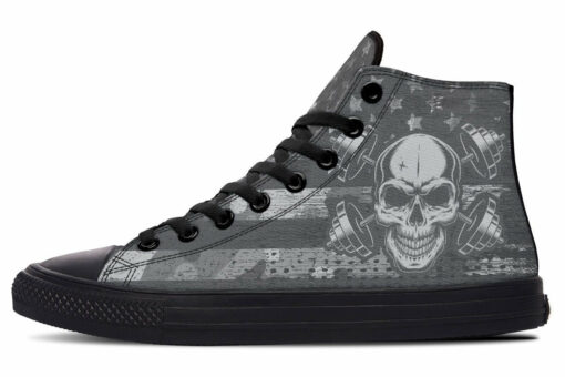 lift like a boss black white high top canvas shoes