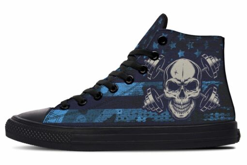 lift like a boss blue high top canvas shoes