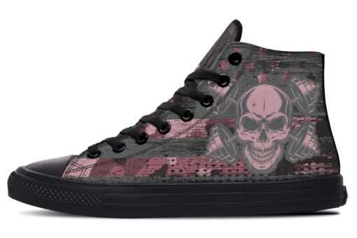 lift like a boss red high top canvas shoes
