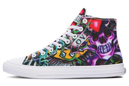 love kills skull high top canvas shoes