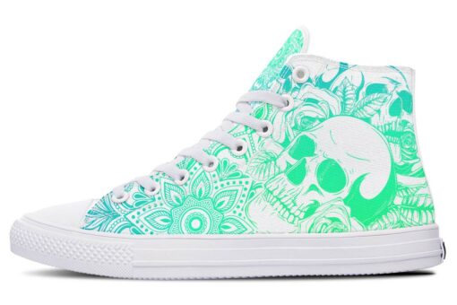 mandala skull art high top canvas shoes