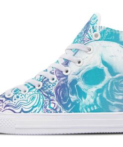 mandala skull white high top canvas shoes