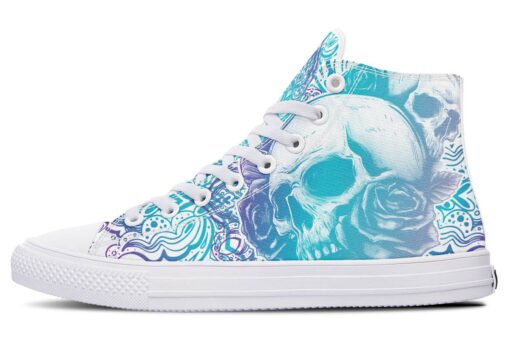 mandala skull white high top canvas shoes