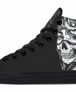masked women drawing high top canvas shoes