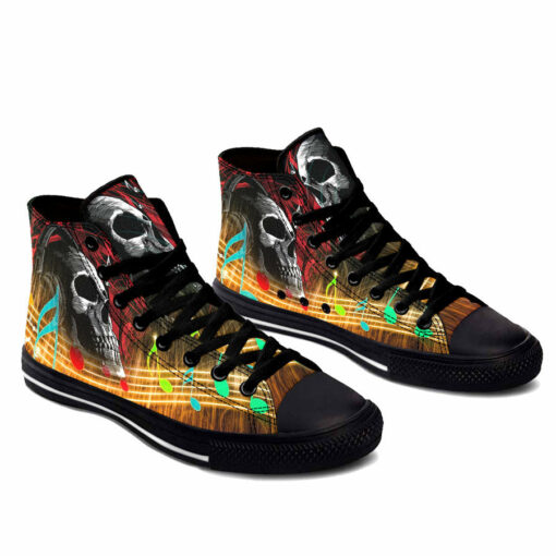 music skull high top shoes