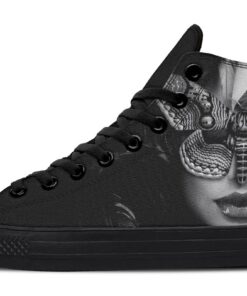mystery woman tattoo high top canvas shoes