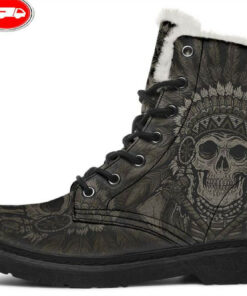 native american boss faux fur leather boots