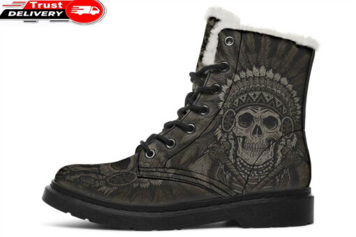 native american boss faux fur leather boots