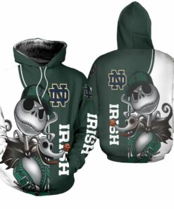 notre dame fighting irish jack skellington and zero unisex hoodie