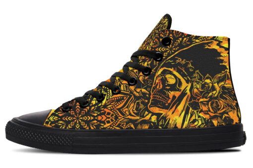 orange native american skull high top canvas shoes