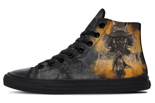 orange samurai art high top canvas shoes