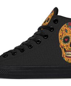 orange sugar skull high top canvas shoes