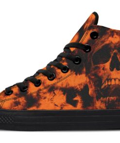 orange tie dye skull high top canvas shoes