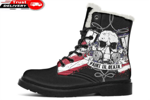 paint til death us faux fur leather boots