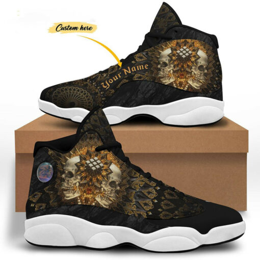 personalized name golden skull 13 sneakers xiii shoes