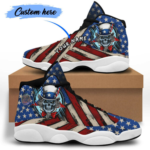 personalized name skull uncle sam american flag 13 sneakers xiii shoes