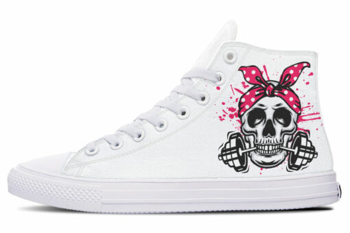 pink bandana skull splash high top canvas shoes