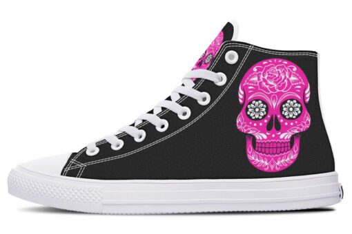 pink sugar skull high top canvas shoes