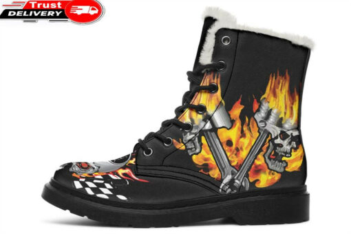 pistons on fire faux fur leather boots